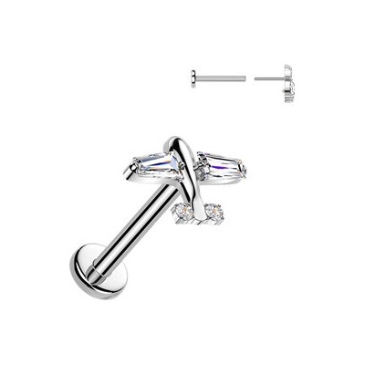 Šperky4U Piercing do brady letadélko PUSH IN labreta TITAN TIT1694