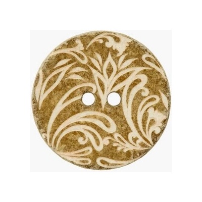 Bavlnený recyklovaný gombík s ornamentom UNION KNOPF (rôzne farby) Farba: olivová, Priemer: 18 mm