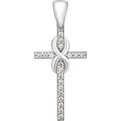 SILVEGO Zlatý přívěsek křížek Eternitas z bílého zlata s Brilliance Zirconia FNN21336PGW