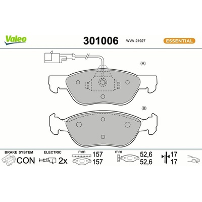 Sada brzdových platničiek kotúčovej brzdy VALEO 301006