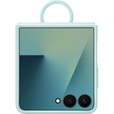 Samsung Z Flip7 Silikonový kryt s držákem na prst mentolově zelený EF-PF766TMEGWW