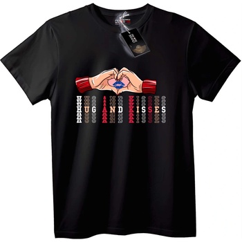 NOONEBRAND Тениска Ръце Сърце Любовно Послание - 7XL, Black
