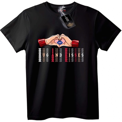 NOONEBRAND Тениска Ръце Сърце Любовно Послание - 7XL, Black