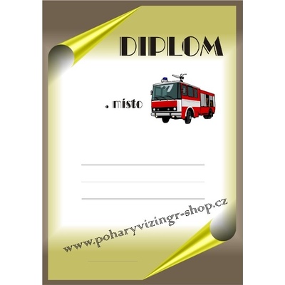 VIZINGR Hasiči diplom A4 č.21 Hasič č.21 BEZ TEXTU – Zboží Dáma