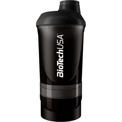 BioTech USA Šejker Wave+ dymový priesvitný - 850 ml (500ml + 150 ml + 200 ml) Farba: Dymová priesvitná