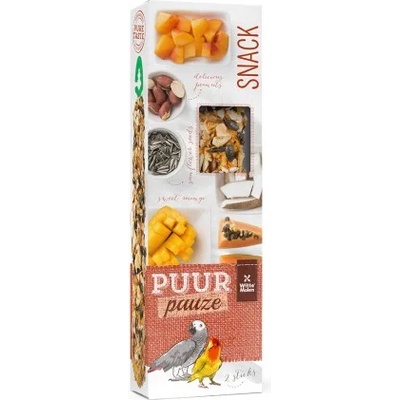 Witte molen PUUR Pauze Sticks - крекери с фъстъци, папая, семки, кайсия и кокос за неразделки и жако 140 гр, 2 броя, Witte Molen, Холандия - 654889