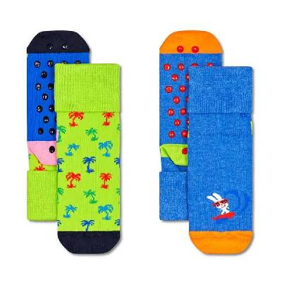 Чорапи Happy socks Surfers Paradise Anti Slip socks 2 pairs - Green / Blue (Multicolor)