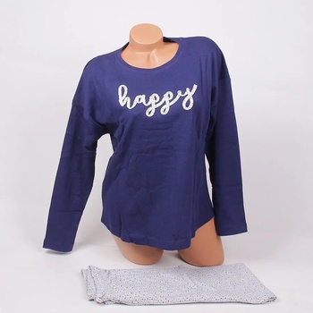 Image 1 of Дамска пижама в тъмносиньо и светлосиво с надпис