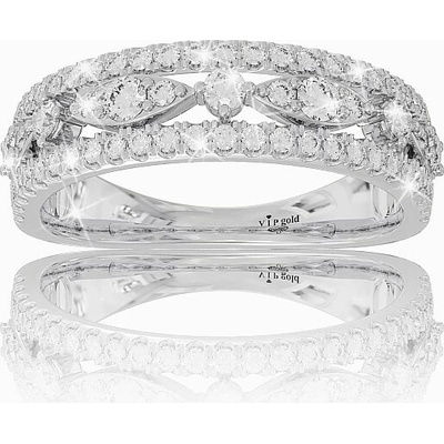 VIPgold Zlatý prsteň s bielymi zafírmi v bielom zlate RE3805b S