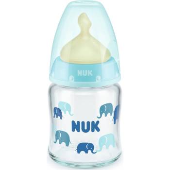 Nuk Стъклено шише с каучуков биберон Nuk - First Choice, TC, 120 ml, синьо (10747115)