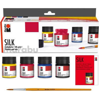 Marabu Barvy na hedvábí a štětec sada 4x50 ml – Zboží Dáma