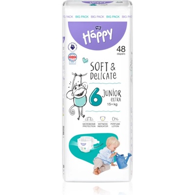 Bella Baby Happy Soft&Delicate еднократни пелени Junior Extra 15+ kg 48 бр