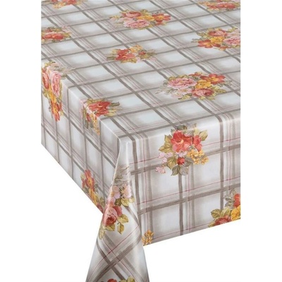 Ubrus PVC 3581401, metráž, 20 m x 140 cm, růže v kostkovaném vzoru, IMPOL TRADE