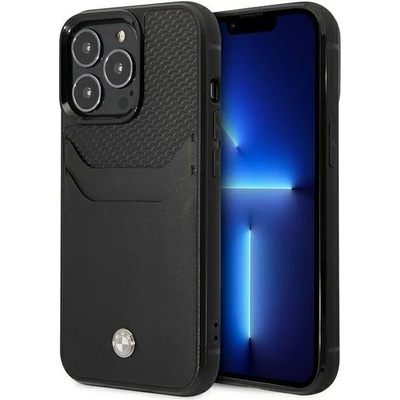 BMW Кейс BMW BMHCP14X22RSEPK за iPhone 14 Pro Max 6.7", черен / черен, Leather Card Slot (BMW000552-0)