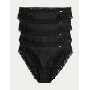 Marks & Spencer 4 бр. бикини с високи крачоли от модал с коприна Marks & Spencer черна Marks & Spencer | Cheren | ЖЕНИ | 8