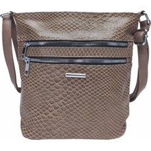 Šedocrossbody kabelka s imitací hadí kůže hnědá