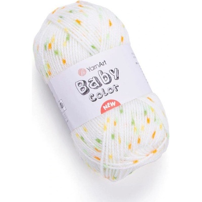 Yarn Art příze Baby Color 202 smetanová se zelenou, žlutou a oranžovou