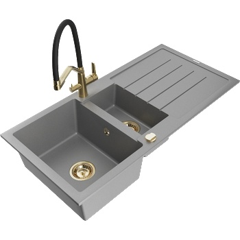 Mexen Andres гранитна мивка 1, 5 камера с отцедник и кухненски смесител Duo, сив - 6515-71-671701-57-G (6515-71-671701-57-G)