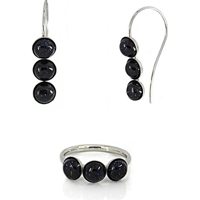 Foxette Prstýnek z chirurgické oceli Blue GoldStone 7 54 55 JF 0306