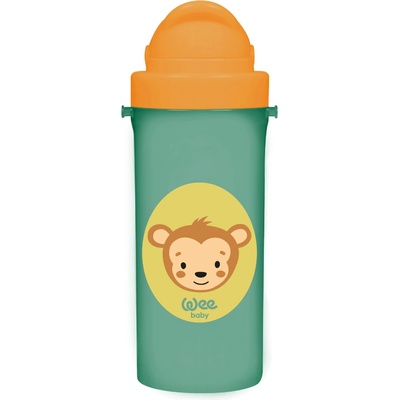 Wee Baby Чаша със сламка Wee Baby - Friends, 300 ml, маймунка, зелена (395)