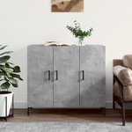 vidaXL Сайдборд, бетонно сив, 90x34x80 см, инженерно дърво (828112)