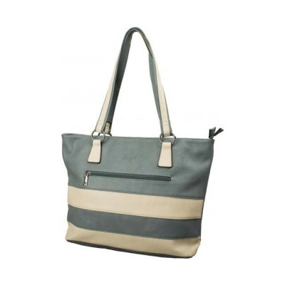 dariya shopper/tote bag s pruhy petrol/cream PU