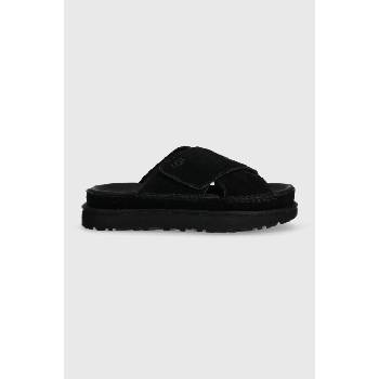 Ugg Велурени чехли UGG Goldenstar Cross Slide в черно с платформа 1137910 (1137910.BLK)