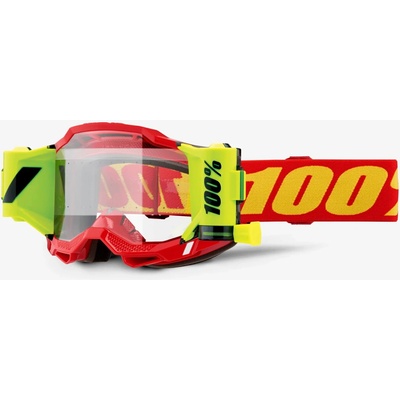100 PROCENT brýle ACCURI 2 FORECAST ROLL-OFF RED - barva červená/černá/žlutá fluo plexi čiré