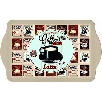 Easy Life Plastový servírovací tác Vintage Coffee 38x23 cm