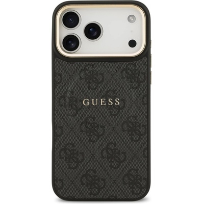 GUESS Гръб Guess PU Leather 4G Gold Frame MagSafe Case за iPhone 17 Pro Max - Черен