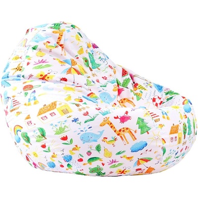 PUFRELAX Пуф, круша, 520л. , Nirvana Gigant - A Colourful World, Водоустойчив, Перящ се калъф, Пълнеж от Полистиролни перли, принт, 8300 (PUF-G-NGG-TEXP-LUC)