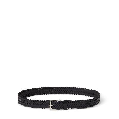 Колан Osprey London Men's Dean Plaited Brass Buckle Leather Belt - Black