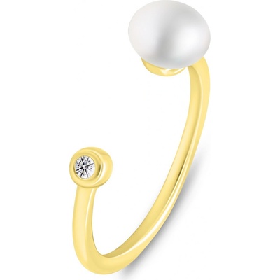 Brilio Silver prsten s pravou perlou RI103Y