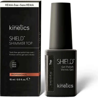 Kinetics Shield Shimmer top coat 931 gold Dust gel lak bezvýpotkový No Hema 15 ml