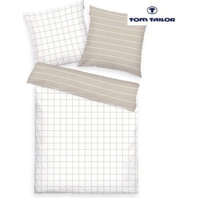 HERDING TOM TAILOR posteľná bielizeň Check and Stripes Sunny Sand & White 70x90 140x200