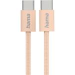 Hama Кабел за зареждане 'Fabric', USB-C - USB-C, 1 m, Nylon, оранжев (HAMA-201727)