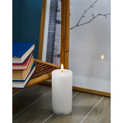 SIRIUS Dobíjacia LED sviečka Sille, biela, 7,5 x 15 cm
