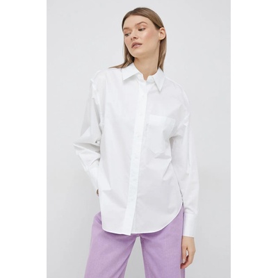 Calvin Klein Памучна риза Calvin Klein дамска в бяло със свободна кройка с класическа яка (K20K205413.PPYX)