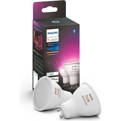 Philips Hue 8719514340084 LED žárovky set 2x4,3W GU10 350lm 2000-6500K sada 2ks, Bluetooth, stmívatelné, White and color ambiance + 16 millionů barev, bílá