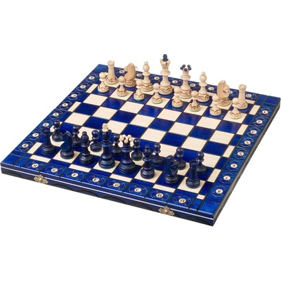 Drevený šach Ambassador stredný - modrý