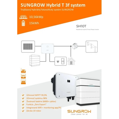 Sungrow T Hybridná FVE 10,56 kWp Li batéria 15 kWh +
