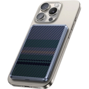 Benks Преносима външна батерия с USB-C порт и безжично зареждане с MagSafe - Benks ArmorGo Aurora Light Magnetic Wireless Power Bank 5000 mAh 15W (черен-зелен) (MP15)