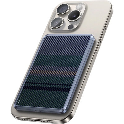 Benks Преносима външна батерия с USB-C порт и безжично зареждане с MagSafe - Benks ArmorGo Aurora Light Magnetic Wireless Power Bank 5000 mAh 15W (черен-зелен) (MP15)