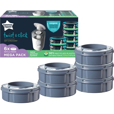Комплект касети за хигиенен кош Tommee Tippee - Twist & click, 6 броя (TT.0217)