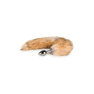 EasyToys Метален анален плъг с лисича опашка, кафяв (p15092)