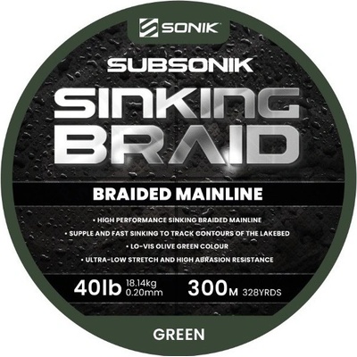 Sonik Šnúra Subsonik Sinking Braid Green 300m 0,20mm 18,14kg