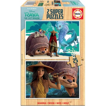 Educa Дървен пъзел Educa - Рая и последният Дракон, 2 х 25 части (EDU18878)