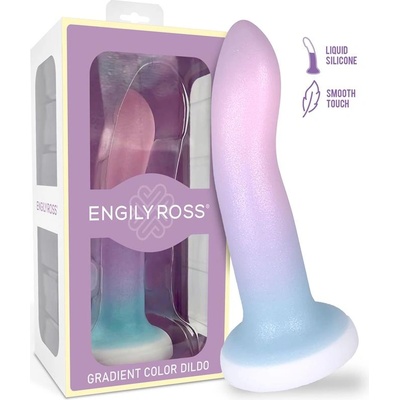 Engily Ross Dildox Color Gradient Liquid Silicone Dildo S 13.6cm Blue-Pink