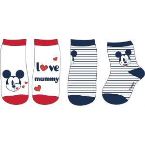 EPlus Комплект от 2 чифта детски чорапи - Мики Маус I love mummy Размер за най-малките: 6 - 9 месеца