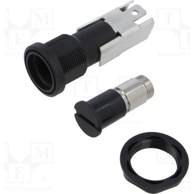 SCHURTER 0031.2203 Zásuvka; 5x20mm; 16A; 250VAC; FIZ; na panel; černá; UL94V-0; IP40